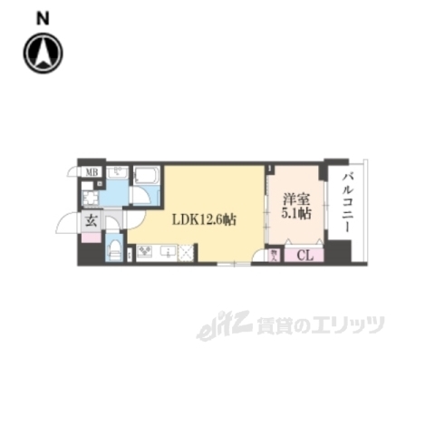 京都市中京区橋東詰町のマンションの間取り