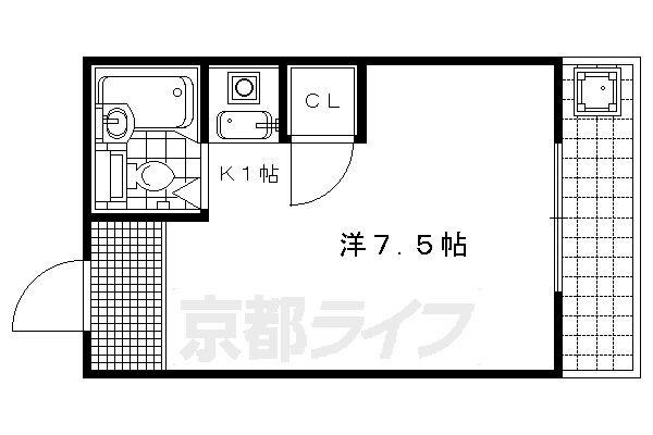 京都市右京区西京極南大入町のマンションの間取り