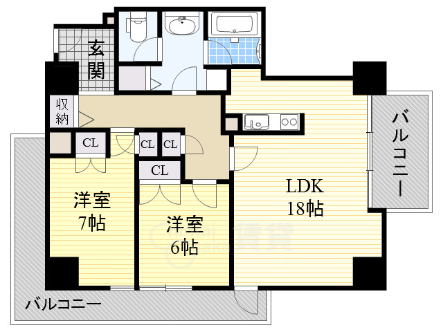 大阪市淀川区十三東のマンションの間取り