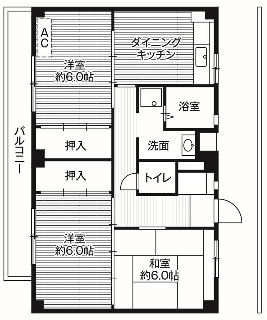 ビレッジハウス阿久和5号棟 (401号室)の間取り