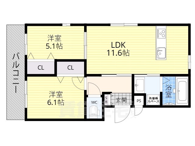 京都市伏見区深草寺内町のマンションの間取り