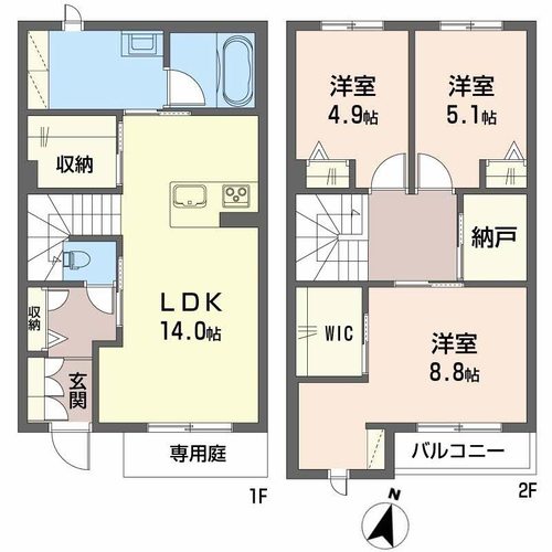 小野市大島町のアパートの間取り