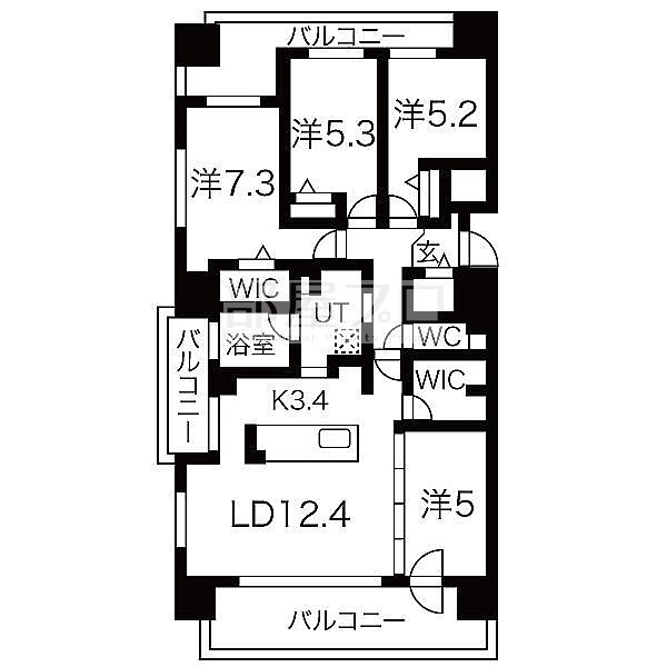 札幌市豊平区平岸二条のマンションの間取り