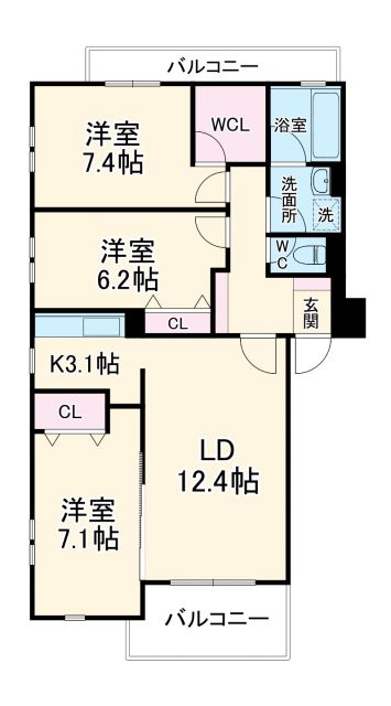 四日市市芝田のマンションの間取り