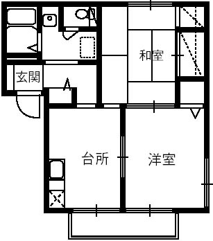 西中央ハイツII　Eの間取り