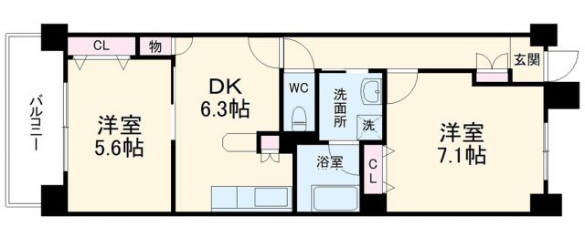 名古屋市北区若葉通のマンションの間取り