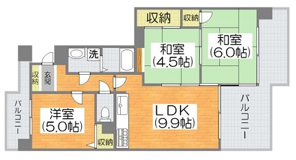 大阪市平野区加美西のマンションの間取り