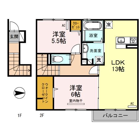 橿原市四条町のアパートの間取り