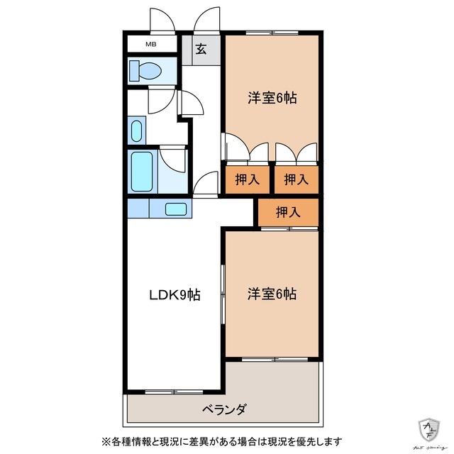 【多治見市赤坂町のマンションの間取り】