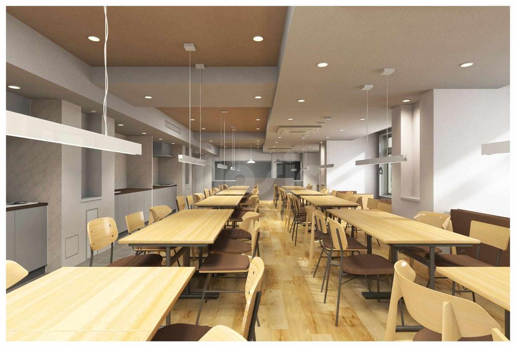 キッチン　共用部カフェテリア１　※イメージパースのため今後変更の可能…