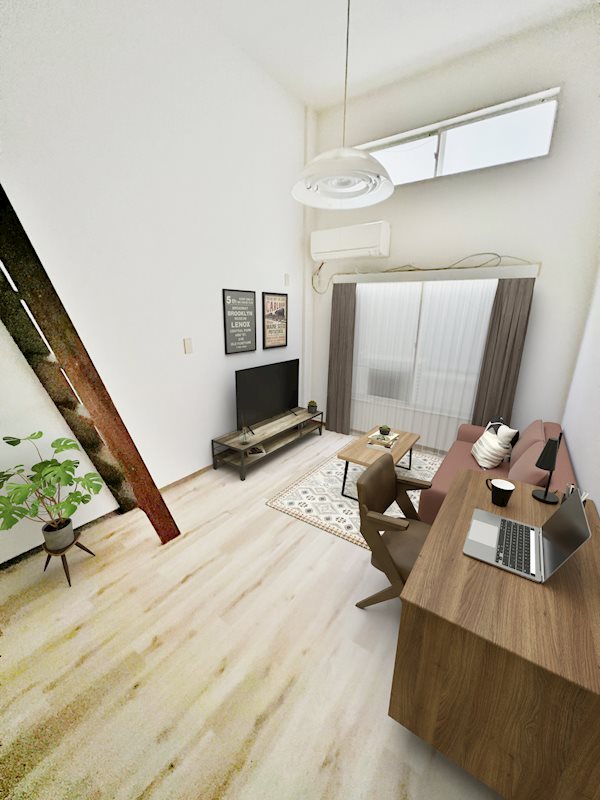 居室・リビング　※照明：残置物※写真の家具は合成です。※家具・調度品は設備に