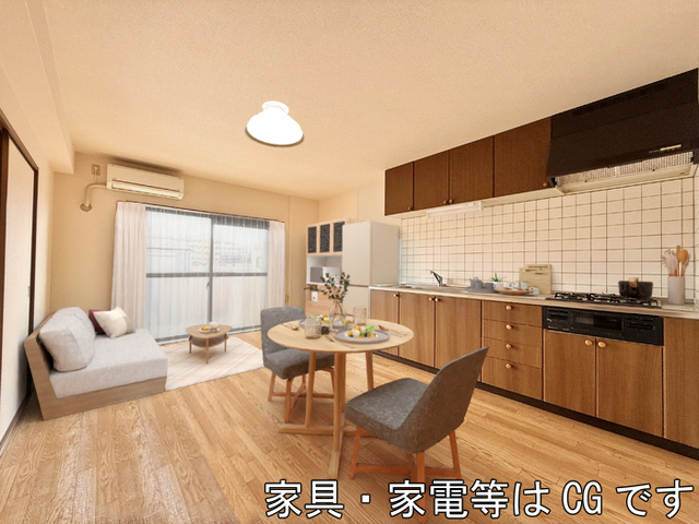 居室・リビング　ＬＤＫ　※家具・家電等はＣＧですが実寸サイズで作成しておりま