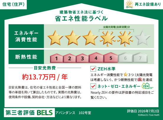 省エネ性能ラベル　★１０２号室省エネラベル★
