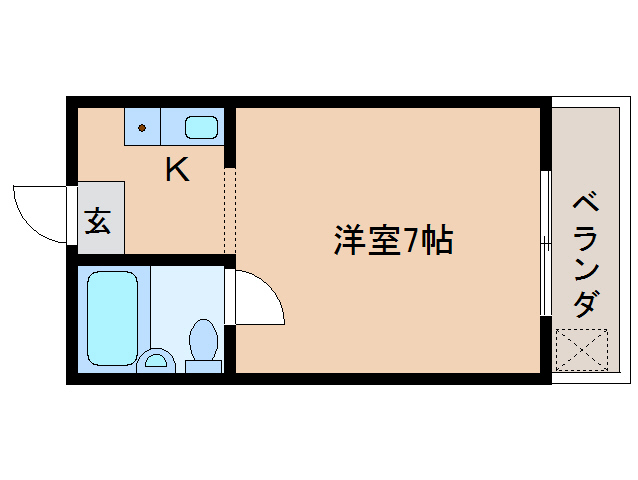 奈良市西大寺赤田町のマンションの間取り