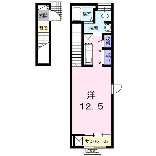 宮城県仙台市青葉区荒巻字青葉（アパート）の賃貸物件の間取り