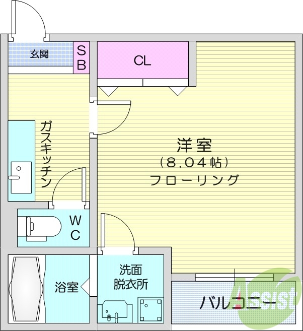 クレフラスト愛宕橋Ｃの間取り