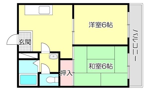 大阪府寝屋川市大成町（マンション）の賃貸物件の間取り