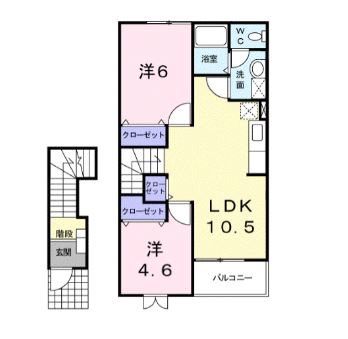 近江八幡市十王町のアパートの間取り