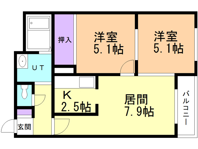 函館市人見町のマンションの間取り