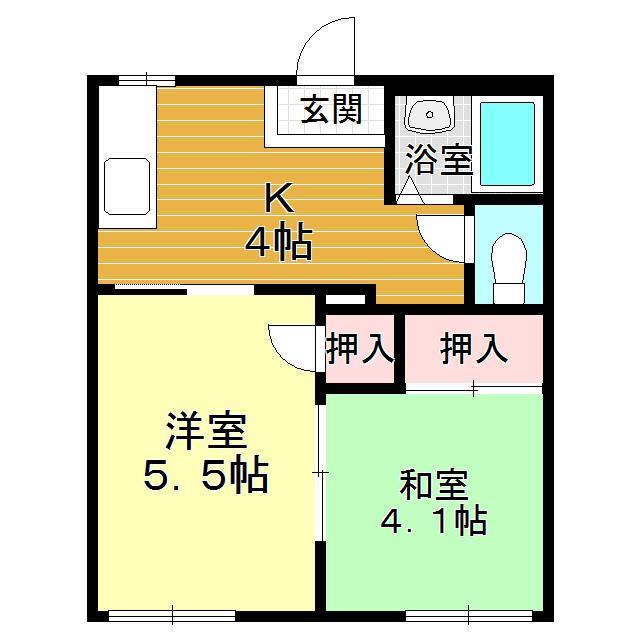 下関市豊浦町大字黒井のアパートの間取り