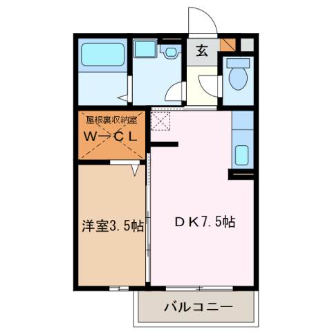 津市高茶屋のアパートの間取り