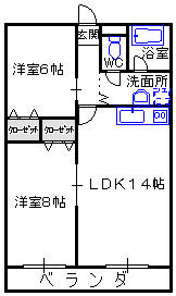 那須塩原市西朝日町のマンションの間取り