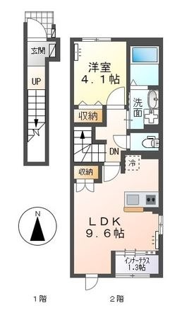 【倉敷市中畝のアパートの間取り】