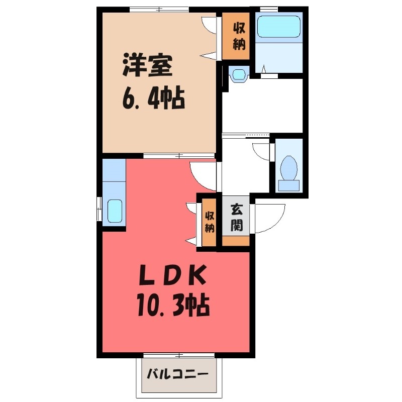 伊勢崎市柳原町のアパートの間取り