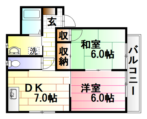 広島市安佐南区東野のアパートの間取り