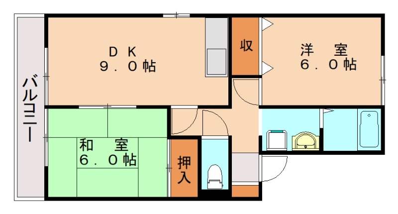 春日市天神山のアパートの間取り