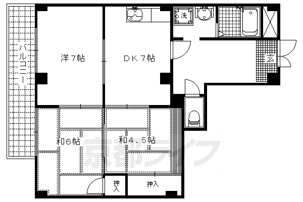 京都市北区上賀茂桜井町のマンションの間取り