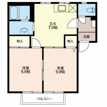 新潟市南区白根のアパートの間取り