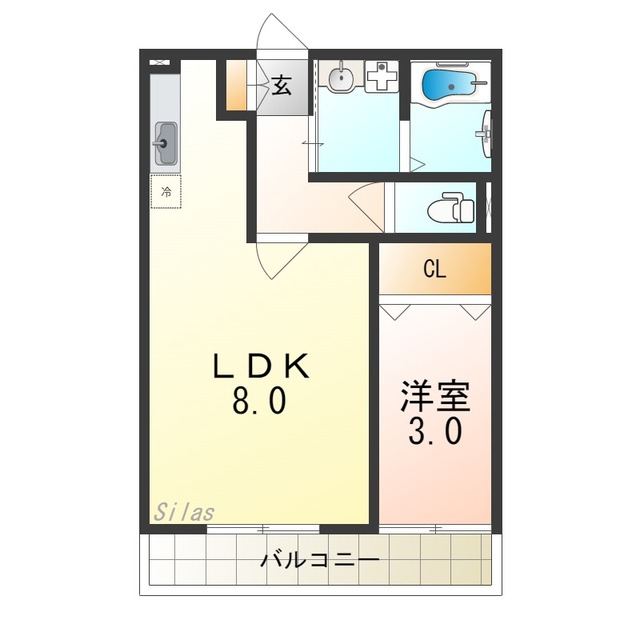 堺市西区上のアパートの間取り