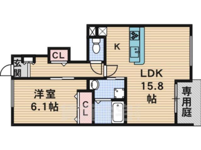 枚方市出屋敷元町のアパートの間取り