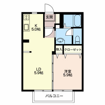 豊川市市田町のアパートの間取り