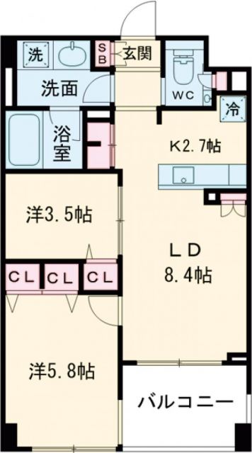 世田谷区上野毛のマンションの間取り