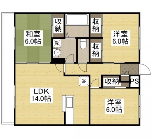 岡山市北区中仙道のマンションの間取り