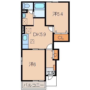 和歌山市秋月のアパートの間取り