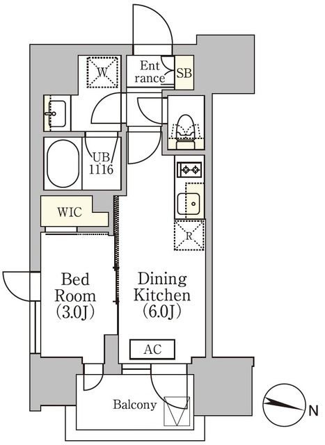 渋谷区本町のマンションの間取り