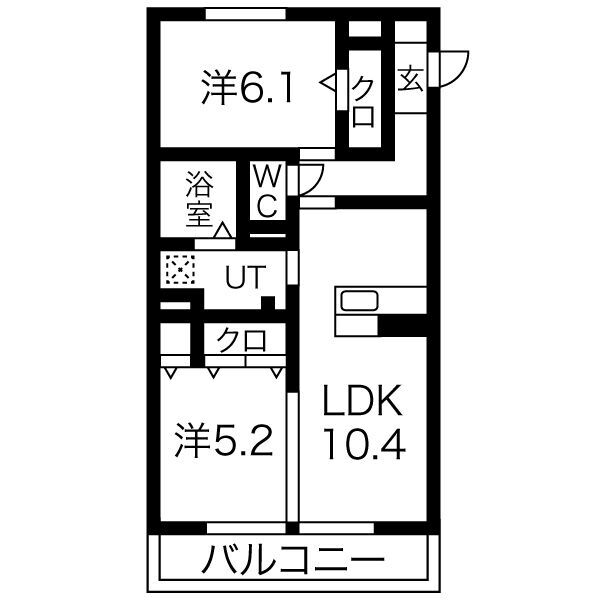 京都市山科区勧修寺東出町のマンションの間取り