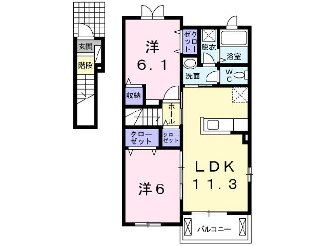 山陽小野田市大字西高泊のアパートの間取り