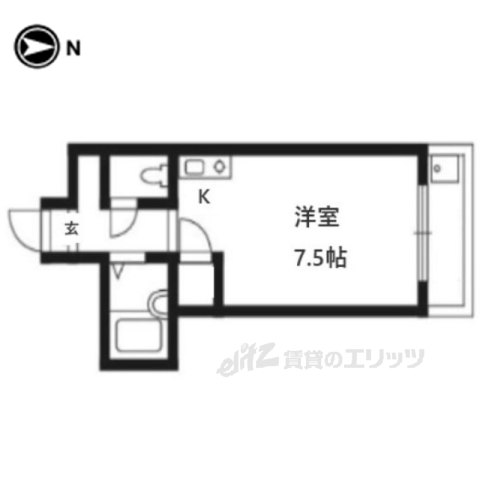 京都市北区西賀茂柿ノ木町のアパートの間取り