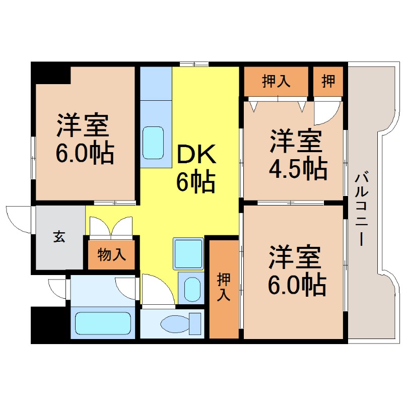 名古屋市東区筒井のマンションの間取り