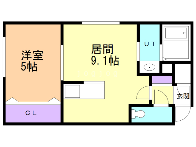 札幌市北区南あいの里のアパートの間取り