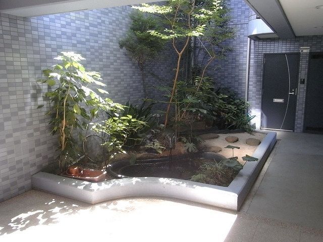 エントランス　趣のある小さな池があります