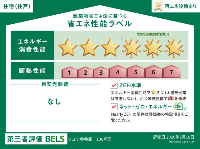 省エネ性能ラベル　★このお部屋の省エネ性能ラベルです★
