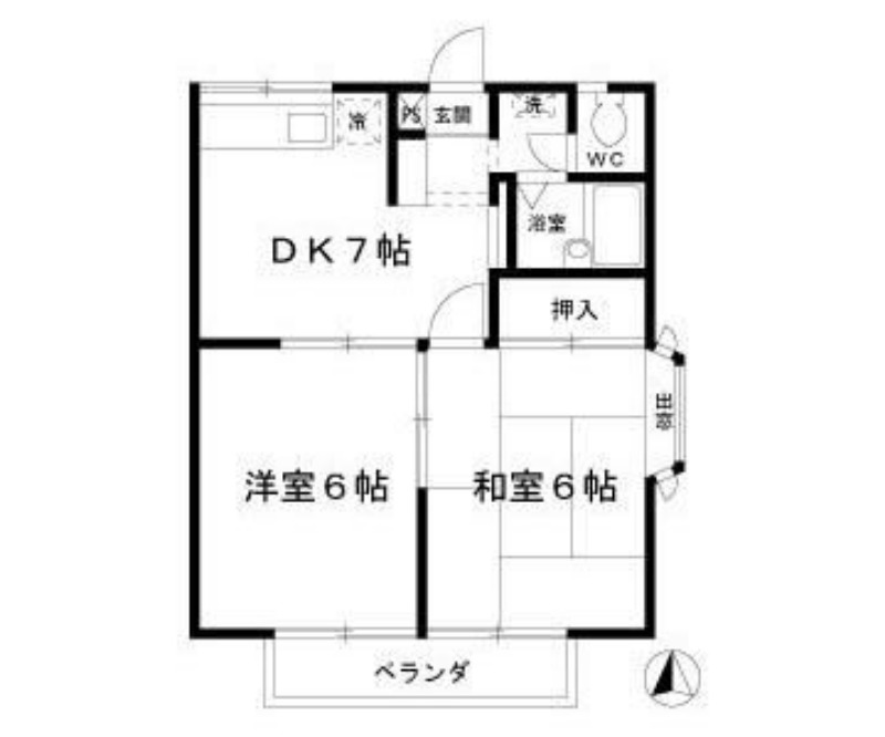 東武伊勢崎線 獨協大学前駅 徒歩20分 2階建 築39年の間取り写真