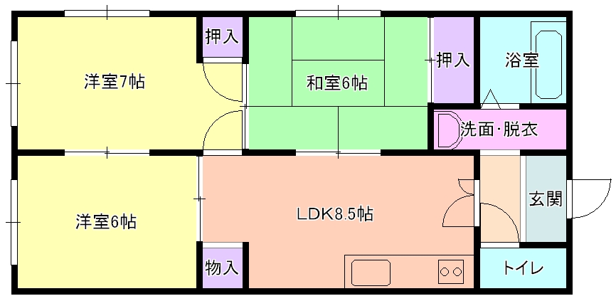 北九州市八幡西区大膳のマンションの間取り