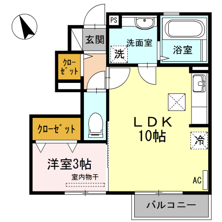 Droom ジュエル・アイ 201(1LDK)の間取り