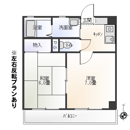 倉敷市松島のマンションの間取り